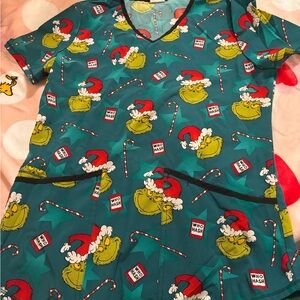 Grinch Themed scrub top